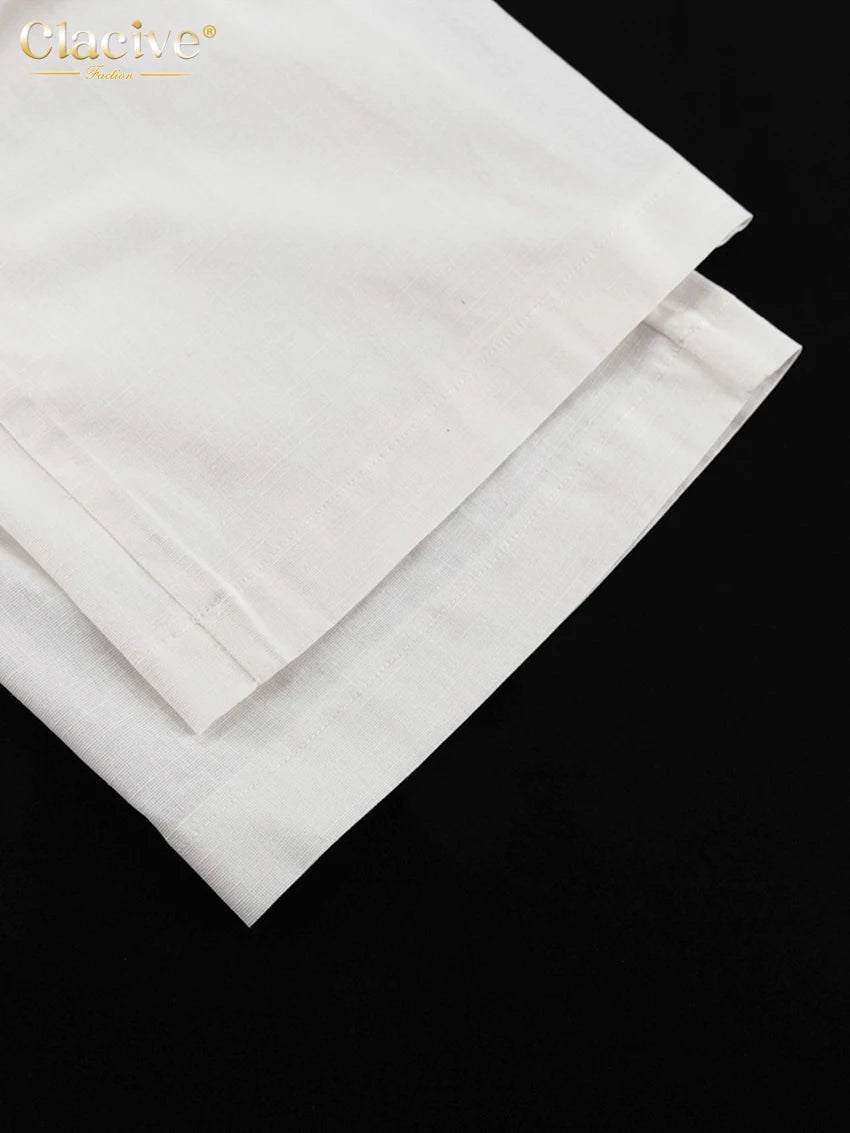 Conjunto de Duas Peças Elegantes Camisa de Manga Longa com Cintura Média Calças Largas Conjunto Streetwear