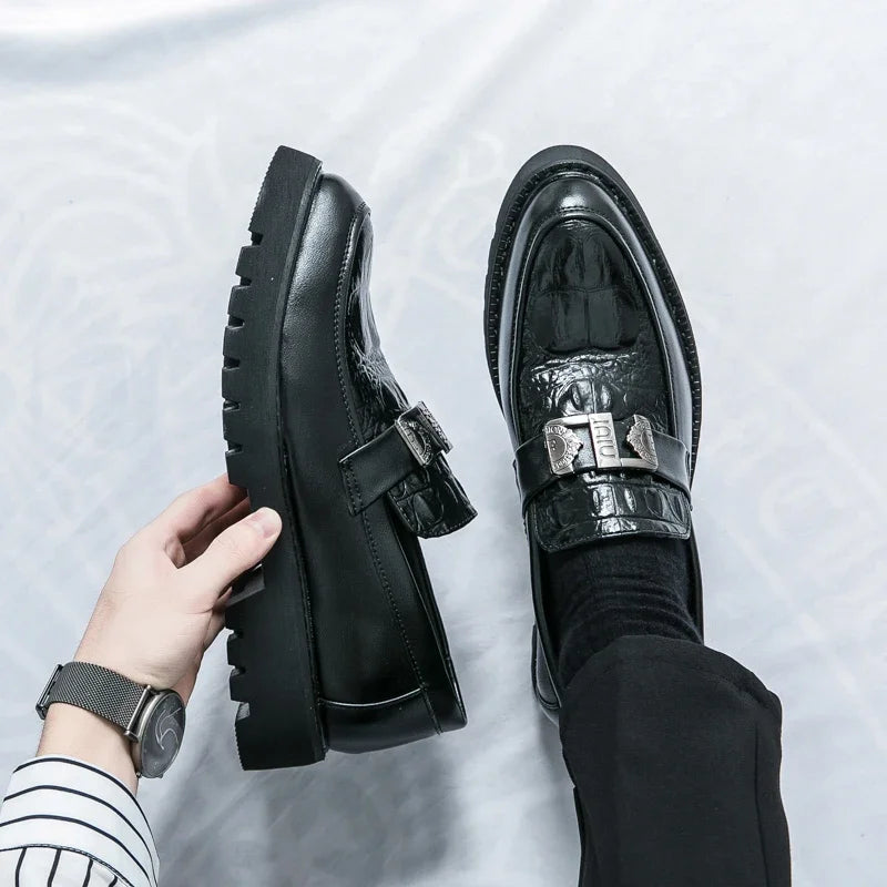 Mens Loafers Party Business Thick Soled Men Leather Shoes Dress Platform Shoes Comfortable Fashion New Casual Shoes for Men
