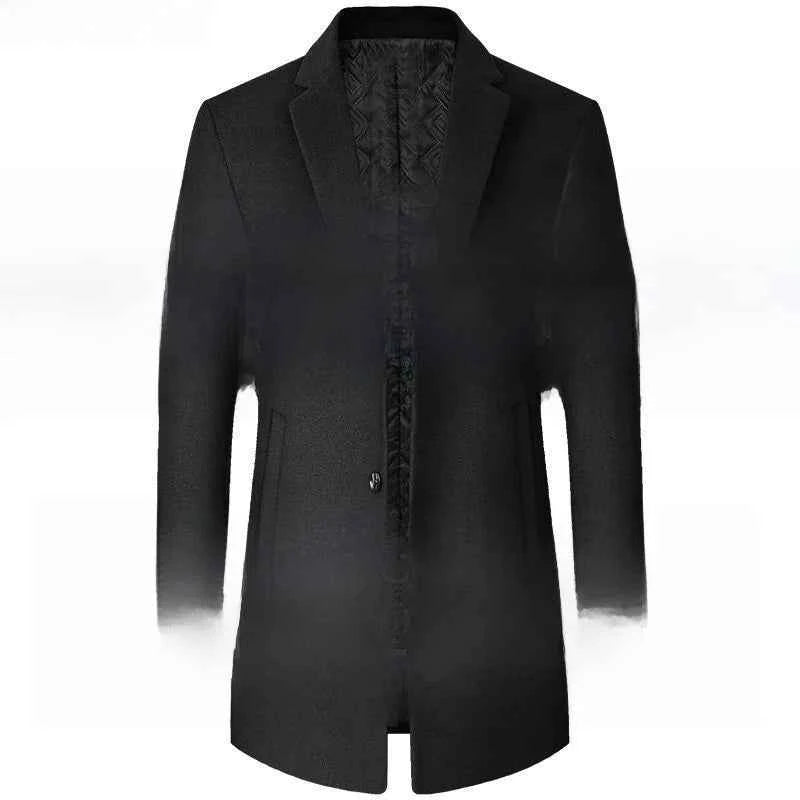Men's Woolen Coat Autumn Winter Long Style Slim Fit Fashionable Outerwear Rabbit Fur 100% Versatile for All Seasons