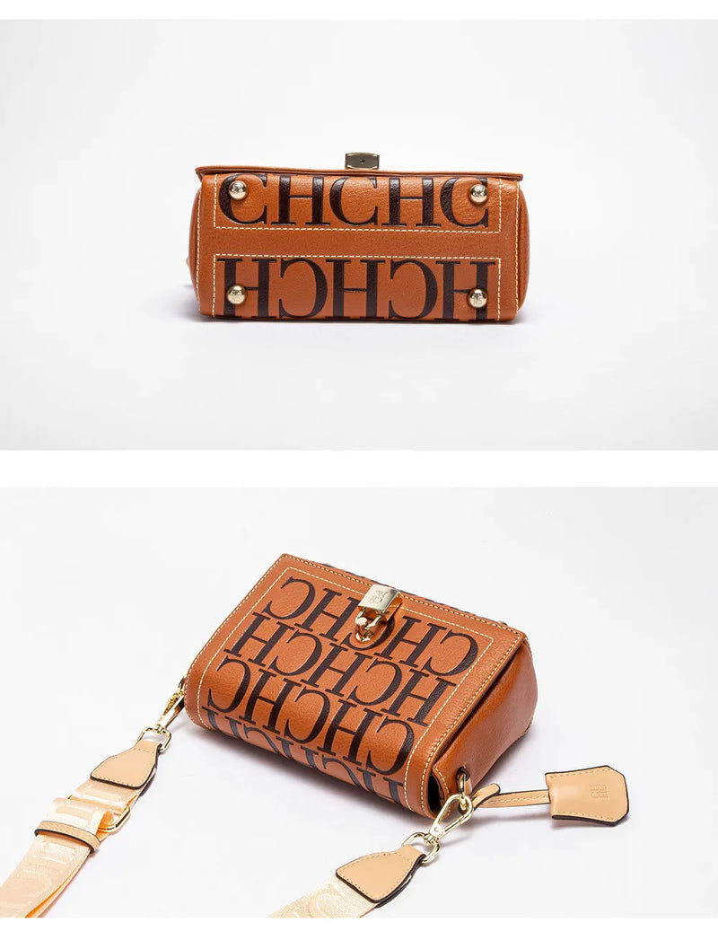 CH Fashion Design Model Metal Accessories Buckle Women's Shoulder Bag Luxury Brand 2024 Fashion Solid Colour Printed Head Bag