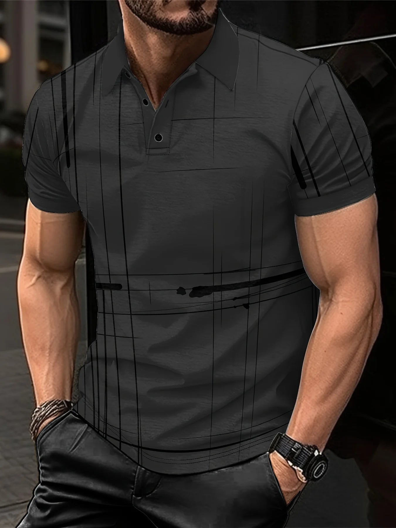 Men Clothes Summer Fashion Short Sleeve Sport Lapel Tops Polo Shirt Men Casual 3D Digital Print Button Polo Shirt Tops