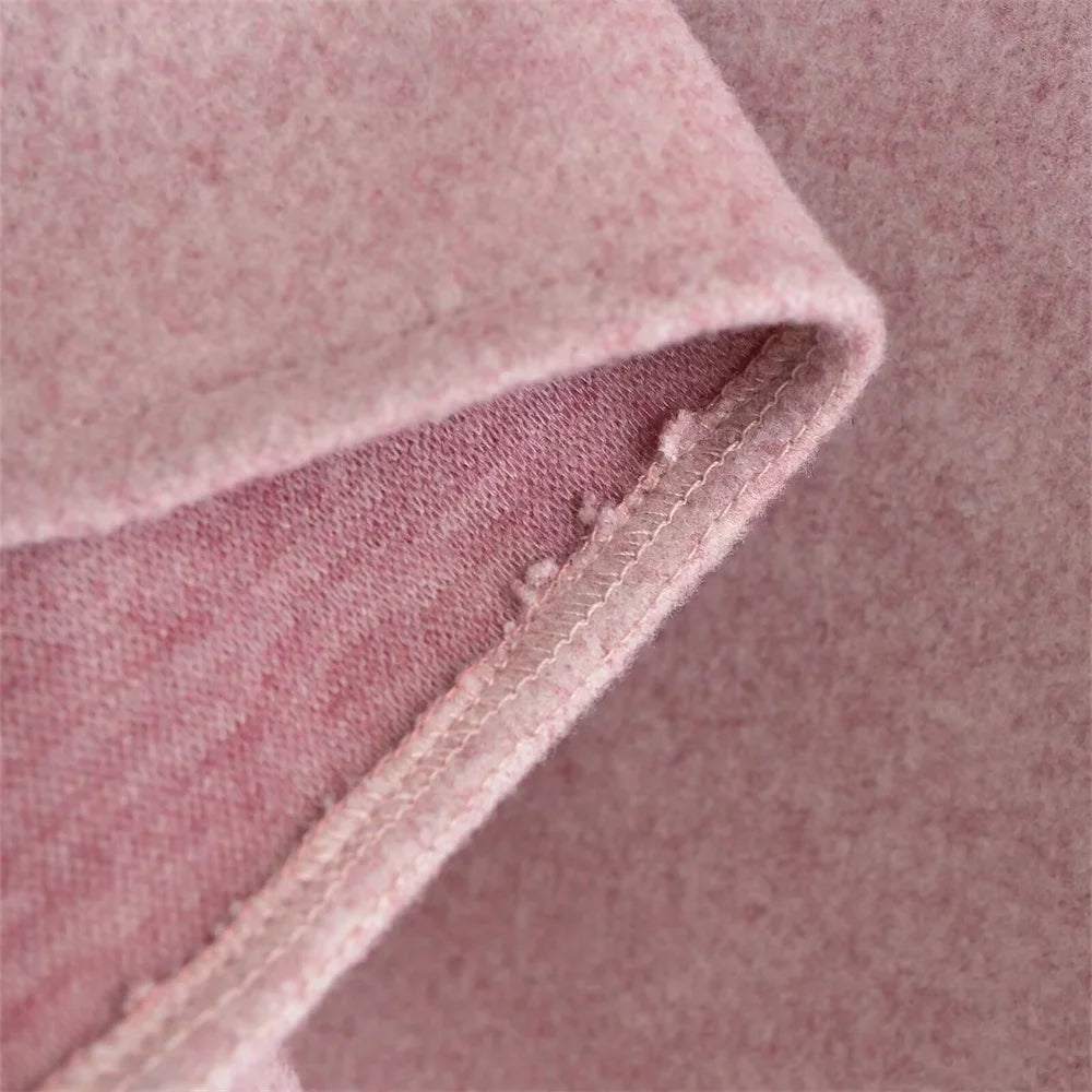 Casaco de lã feminino elegante e casual versátil de manga comprida e abotoamento simples