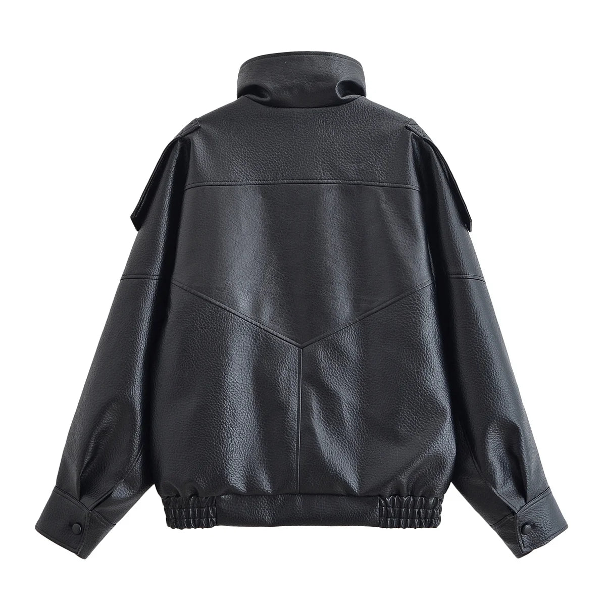HH Women Autumn Elegant Street Style Coats Woman Asymmetric Button Pocket Long Sleeves Black Loose Zipper Slim Jackets