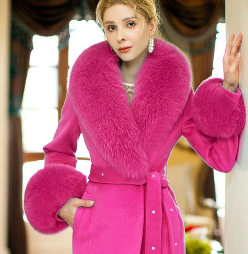 Luxury 2025 Real Fox Fur Collar And Cuffs Set for Women Winter Neck Warmer Fashion Scarf ShawlS Wrap Combo Large Size Furry Fur