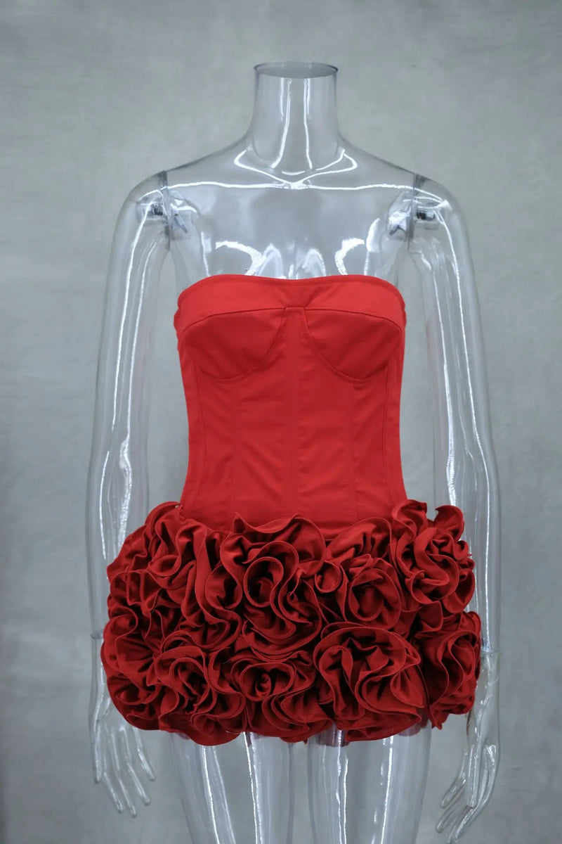 Mingmingxi Winter Strapless Sexy Cocktail Dress 2024 New Year Party Dresses Women 2024 Luxury Red Mini Lace Up Elegant Dress