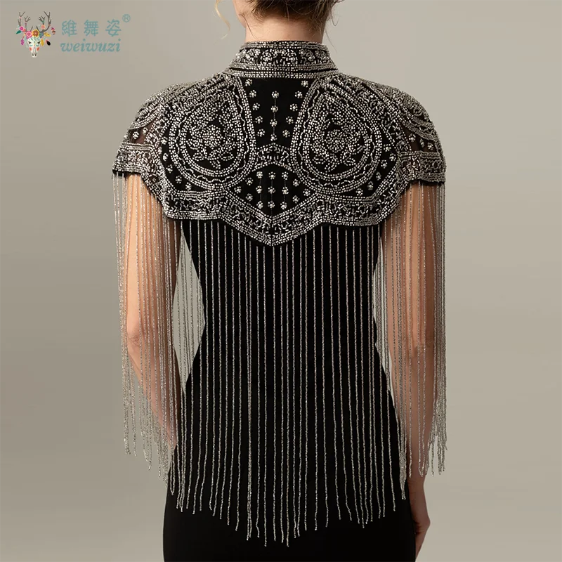 Long Tassel Shawl Paired with Cheongsam Dress Wedding Coat Cos Indian Heavy Industry Beaded Shawl Long Tassel Arab Gown Shawl