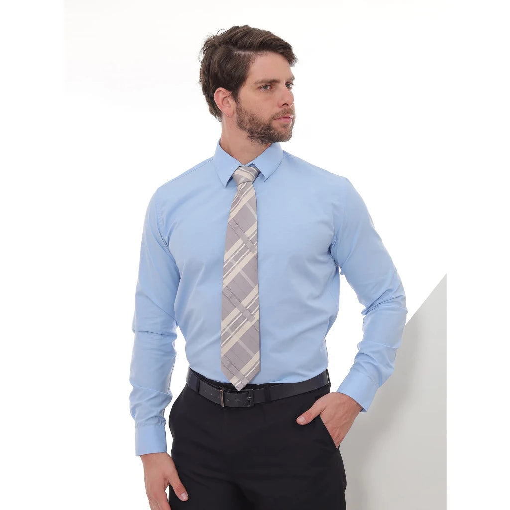 Men's KIT 2 Pieces-Black Slim Social Shirt and Slim Blue Social Shirt Baby