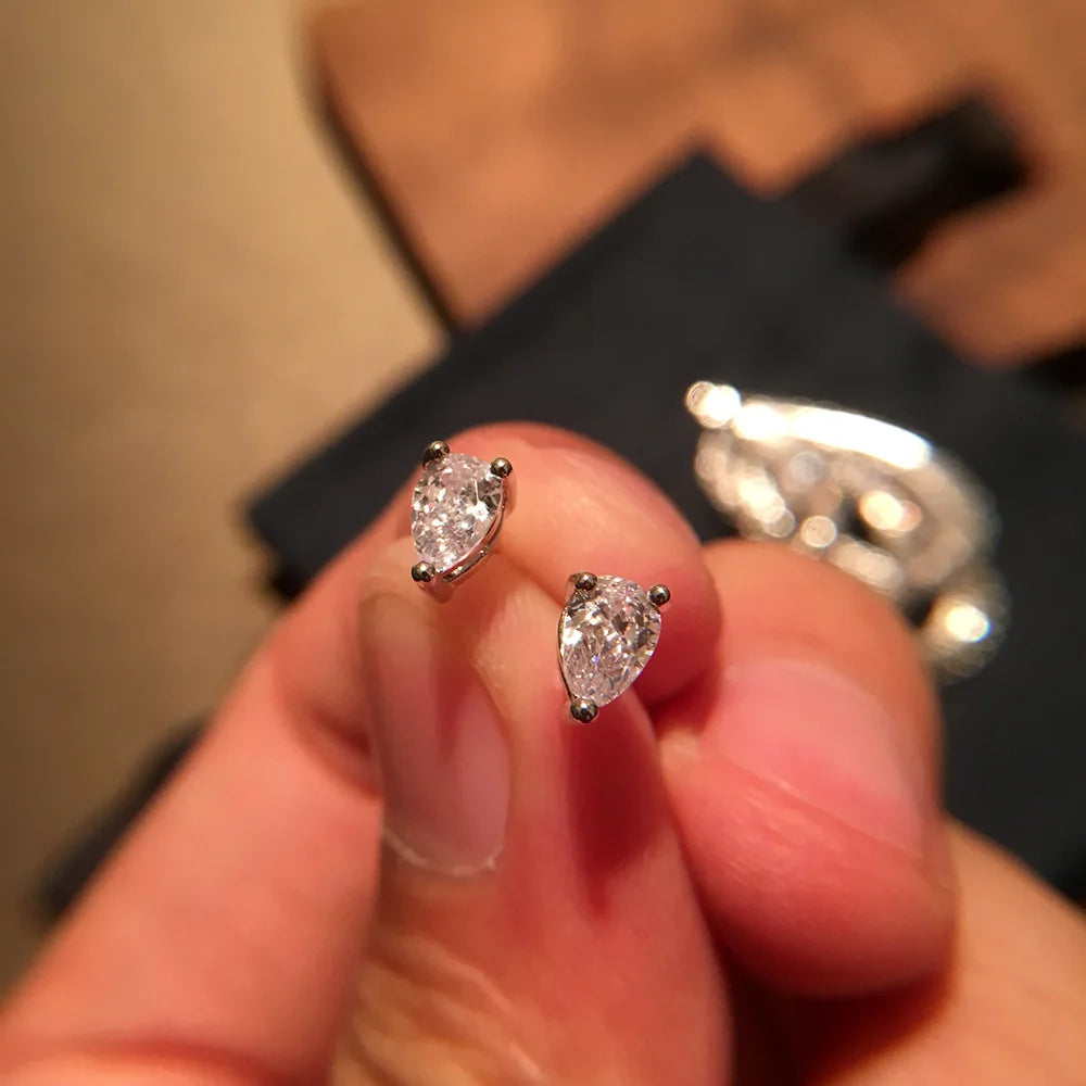 Fashion drop shape holiday style Heavy Industry jewel-grade earrings bow ribbon set with two wear high-grade studs