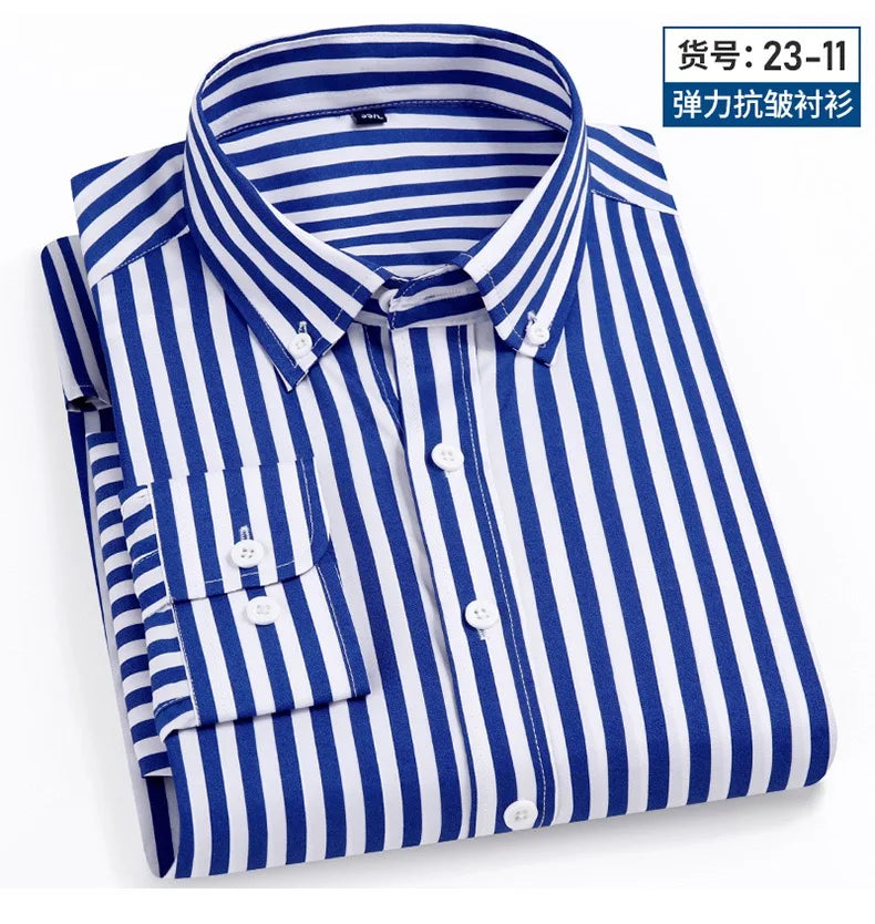 Camisa Social Masculina Listrada Manga Longa – Estilo Business Casual Elegante