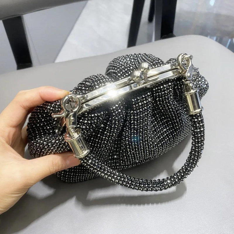 Handle Rhinestones Evening Bag Purses and Handbag Luxury Designer Shiny Crystal Bridal Clutch Purse Bucket Bag Shoulder Bags - CRAVO ROSE