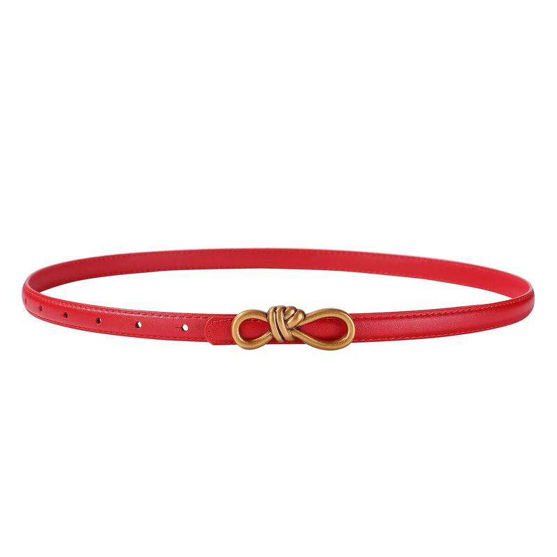 Korea Women Genuine Leather Knotted Thin Waist Belt Fashion Geometric Butterfly Gold Buckle Adjustable Corset Belt For Women