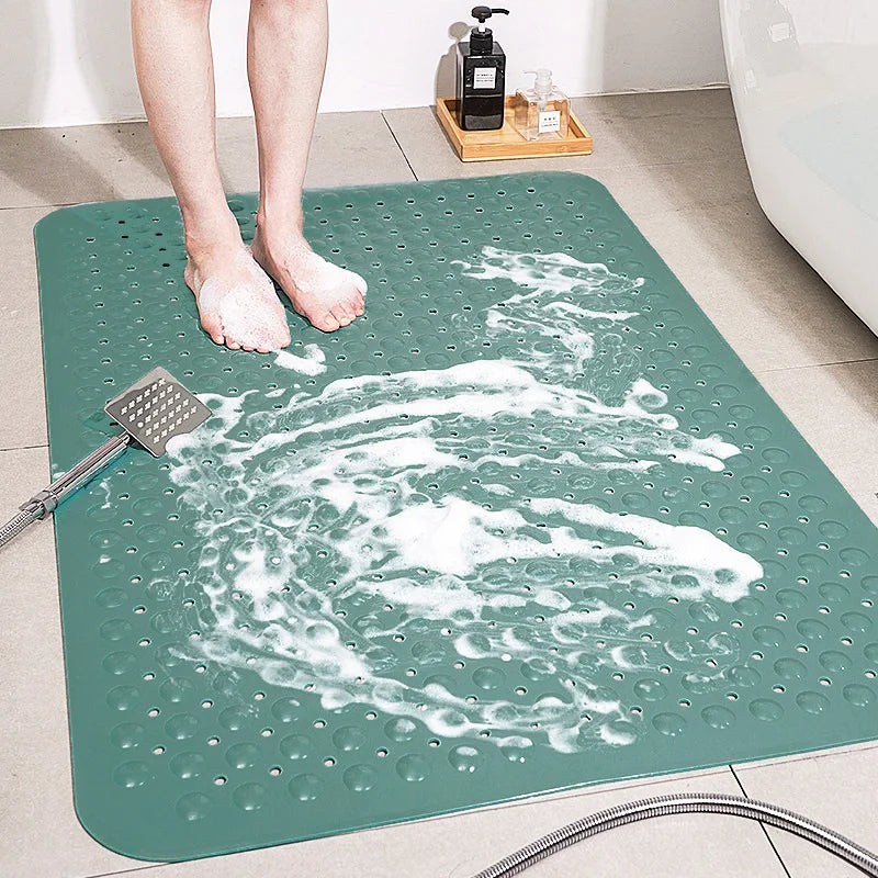 Tapete de banho grande, saudável e atóxico, antiderrapante, com ventosa, para banho, massagem nos pés, tapete de banho ecológico