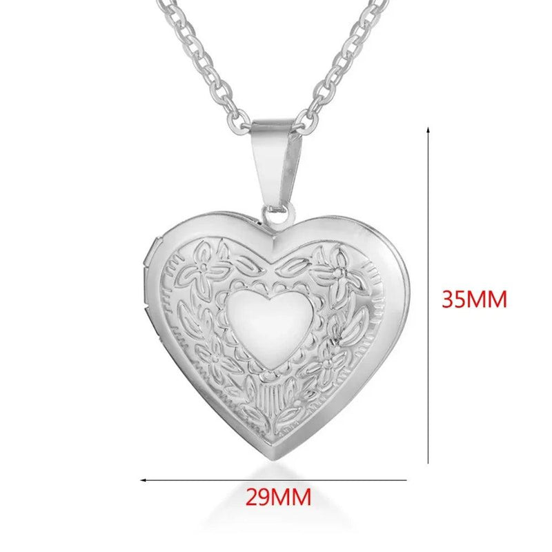 Romantic Heart Locket Pendant Openable Female Silver Color Stainless Steel Photo Frame Charm Necklace for Women Men Jewelry Gift - CRAVO ROSE