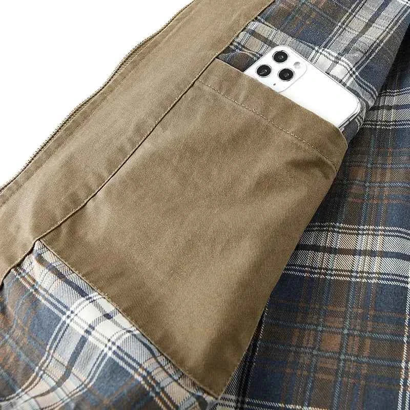 LIBIELIY   TRAF 2025 Spring And Autumn Men's Wash Jacket Comfortable Multi-Pocket Cotton Stand Collar Cargo Jacket Men's