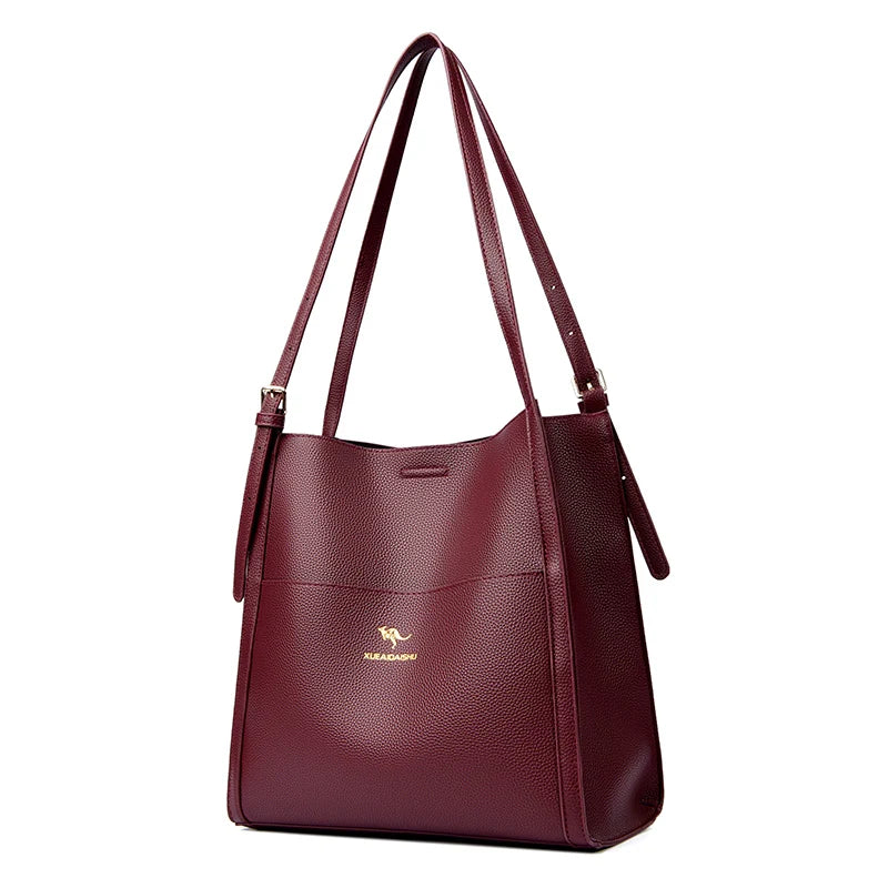 Bolsa de ombro feminina de couro de luxo, bolsa tiracolo fashion com axilas, bolsa carteiro para compras, bolsa grande de capacidade