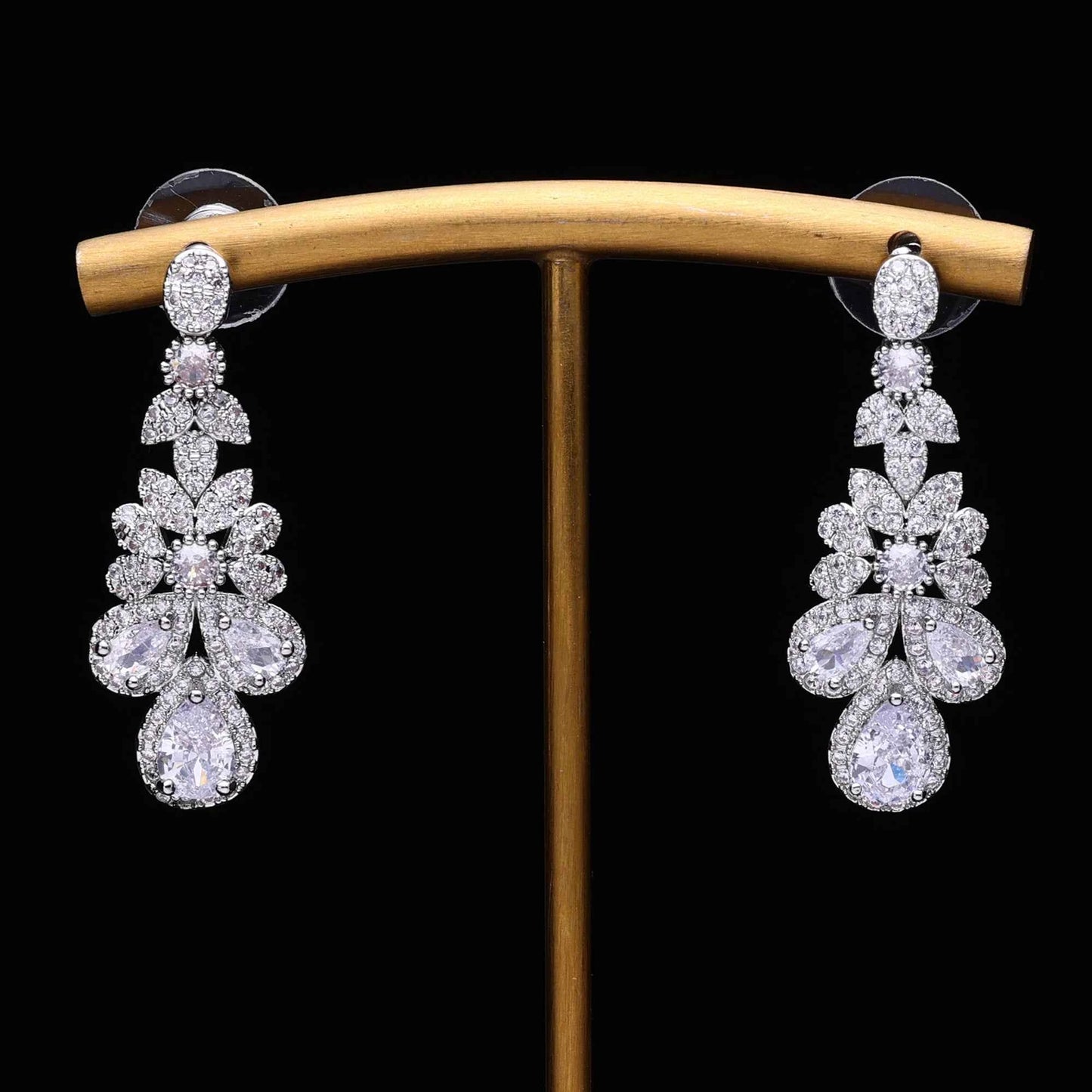 2023 Hot selling cubic zirconia zircon women's pendant earrings, platinum crystal wedding earrings, bride jewelry gifts