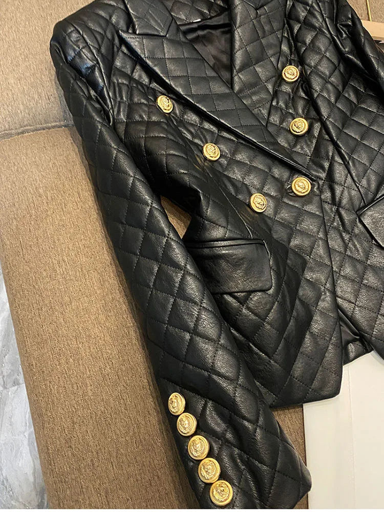 High-end Black Elegant Suit Jacket Ladies Casual Double Breasted Fashion Women's Blazer 2023 Office Work Casual Female Outerwear