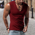 Colete masculino de verão, cor sólida, com decote em V, casual, respirável, sem mangas, adequado para fitness e esportes
