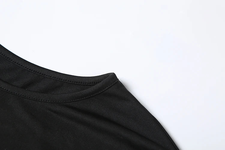 Nibber Simple Two Pieces Crop Tops Women Turtleneck Zipper Shoulder Pads Tops+o-Neck Long-Sleeve Glove t-Shirts Sexy Streetwear