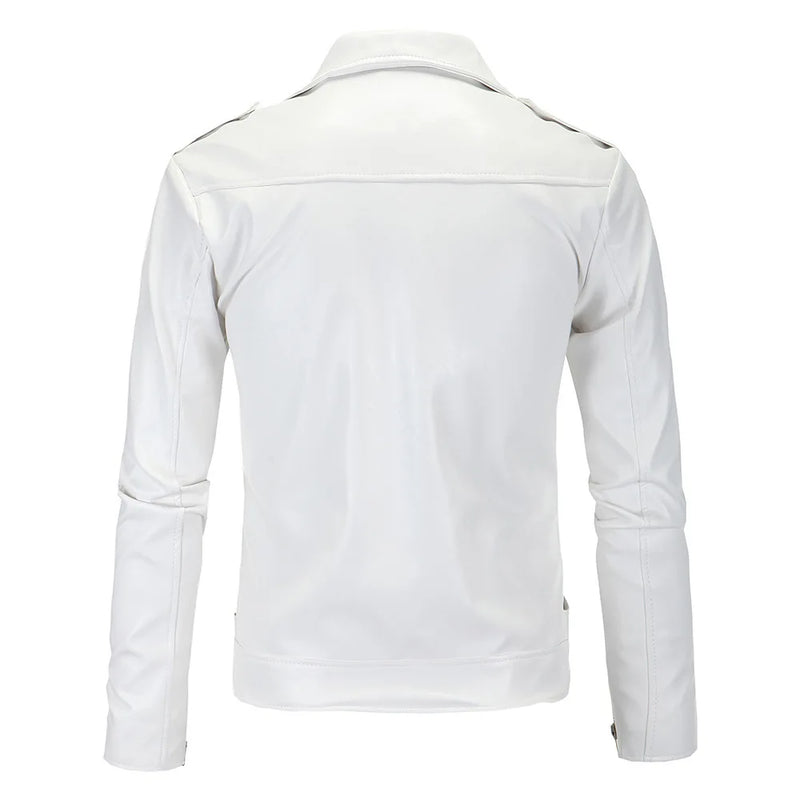 Jaquetas de couro masculinas para motocicleta, zíper oblíquo, slim, nova moda, couro sintético, camurça, casacos casuais, jaquetas de couro 4XL