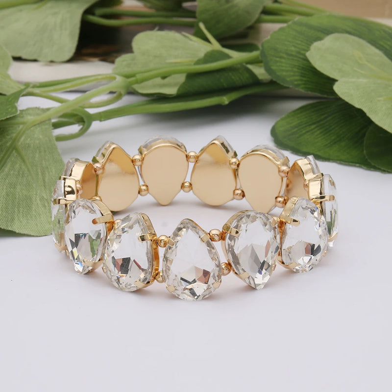 Bohemian Colorful Glass Bracelets For Woman European American Exaggeration Spring Rhinestone Bangle Madera Rhinestone Pulseira