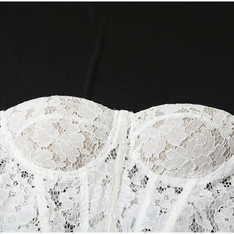 Conjuntos elegantes de renda e cetim com top e saia longa femininos, blusa justa e ombro de fora, robes femininos para festa de verão e noite