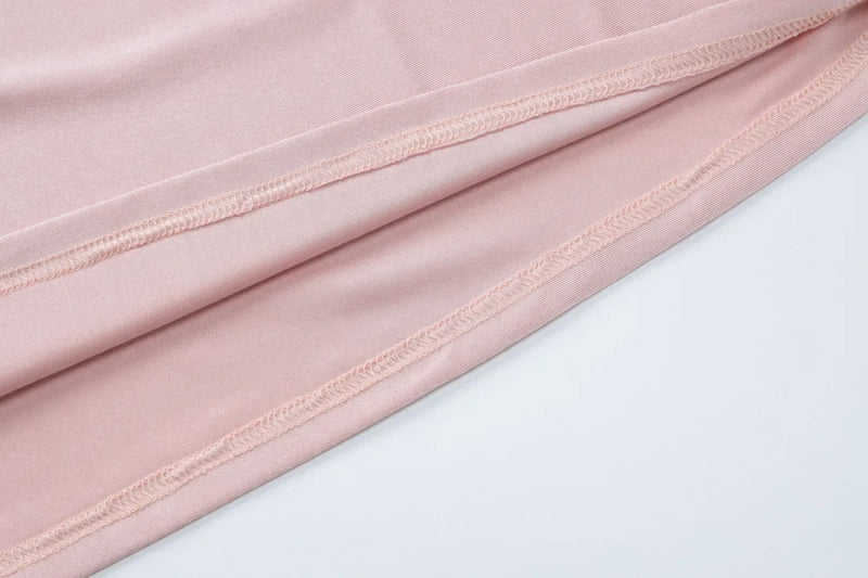 Elegant High Waist Folds Long Maxi Pink Dresses for Women 2025 Chic O-neck Long Sleeve Tunics Slim Solid Party Evening Dress
