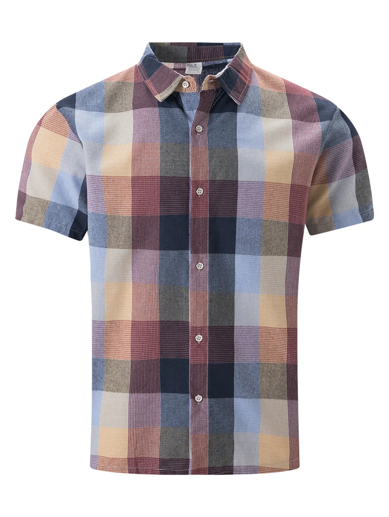 2024 Cross Border Amazon Summer New Plaid Shirt Summer Men's Short Sleeve Lapel Youth Casual Short Sleeve Men's Shirt