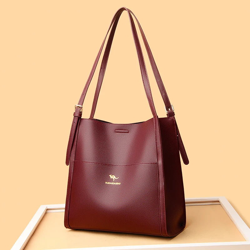 Bolsa de ombro feminina de couro de luxo, bolsa tiracolo fashion com axilas, bolsa carteiro para compras, bolsa grande de capacidade