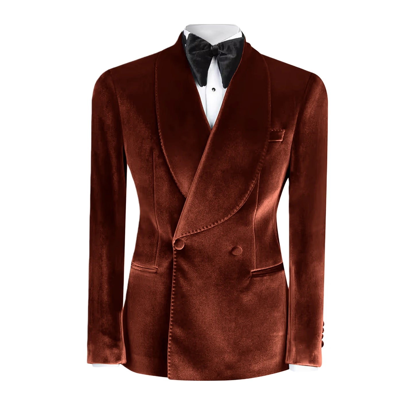 Formal Velvet Men's Suits Blazer Double Breasted Jacket 1 Piece Elegant Slim Fit Male Clothing Wedding Men Business Casual Coats