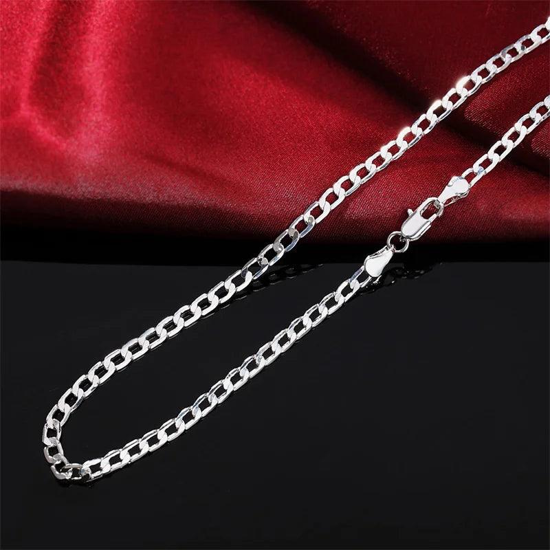 Men's 925 Sterling Silver Necklace 2/4/6/8/10/12MM 40-75cm Face Chain Necklace Lobster Clasp Men And Women Engagement Jewelry - CRAVO ROSE