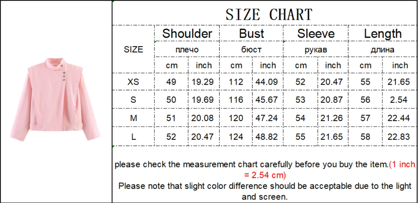 TFMLN Women Pink Stand-up Collar Jacket 2026 Trendy High Street Elegant Single-breasted Loose Coat Female Chic Outerwear ﻿