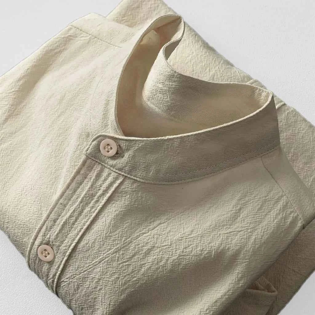 Men's Cotton Linen T-shirt Summer Hot Sale Henley Neck Casual Breathable Lightweight Solid Color Pocket Button Tops