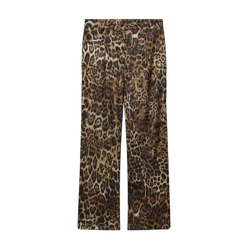 MUJER Leopard Print Blazers Woman Outfit Straight Leg Pants Sets for Women 2 Pieces Jacquard Office Blazer Women's Trouser Suit