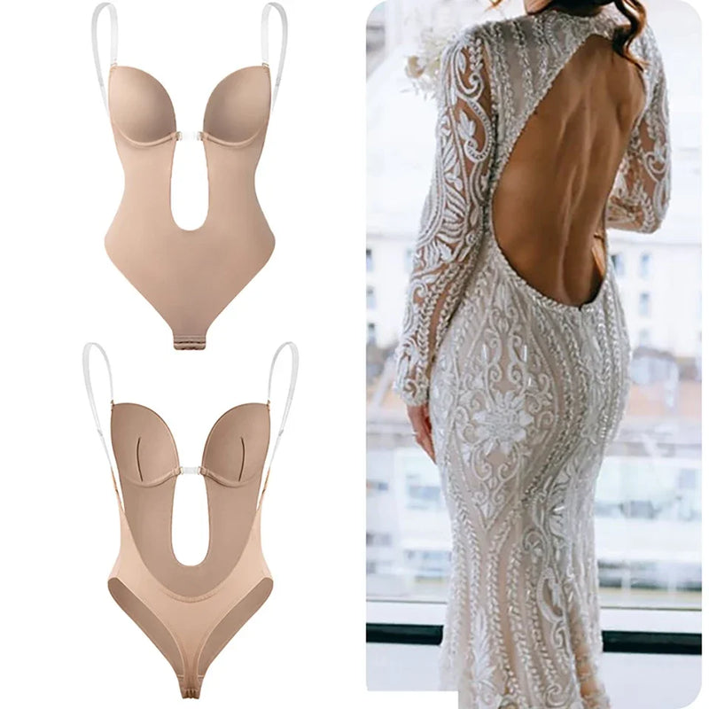 Sutiã modelador de corpo inteiro feminino, sem costas, tanga, modelador invisível, controle de barriga, cintas, bainha, roupa íntima emagrecedora
