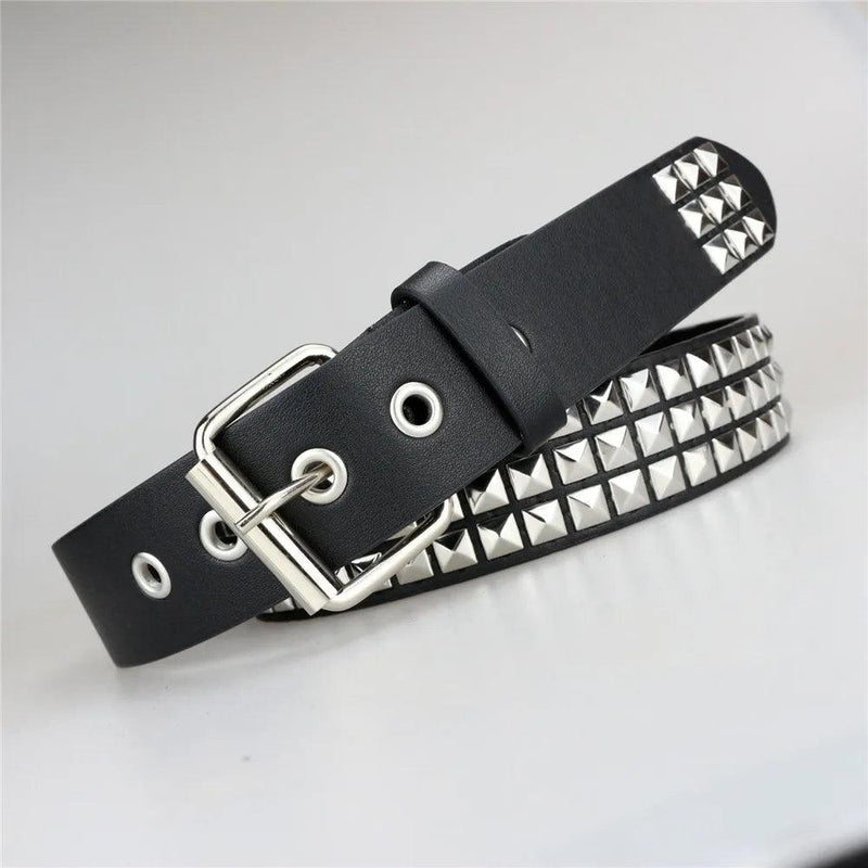 Women Men Belt 2023 Casual PU Leather Rivets Adjustable Cinch Belt Waistband for Daily Street 105/115/125cm - CRAVO ROSE