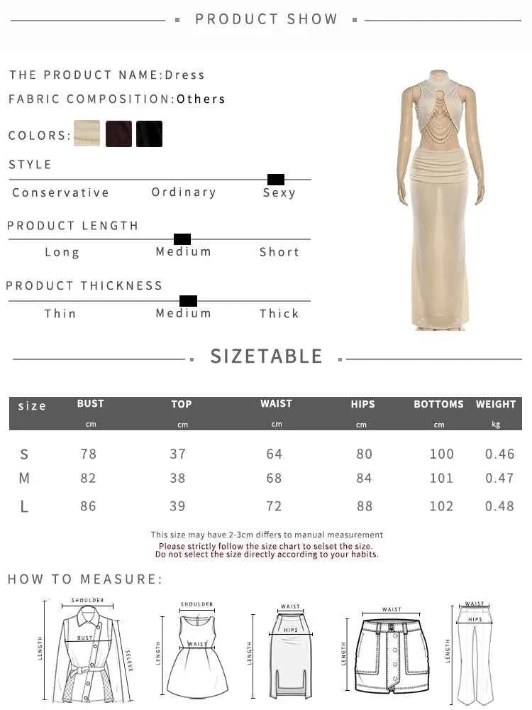 Kliou Elegant Chic 2 Piece Set Woman Turtleneck Beads Chain Decoration Irregular Crop Tops+Ruched Elastic Waist Long Skirt Suits