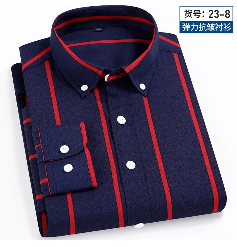 Camisa Social Masculina Listrada Manga Longa – Estilo Business Casual Elegante