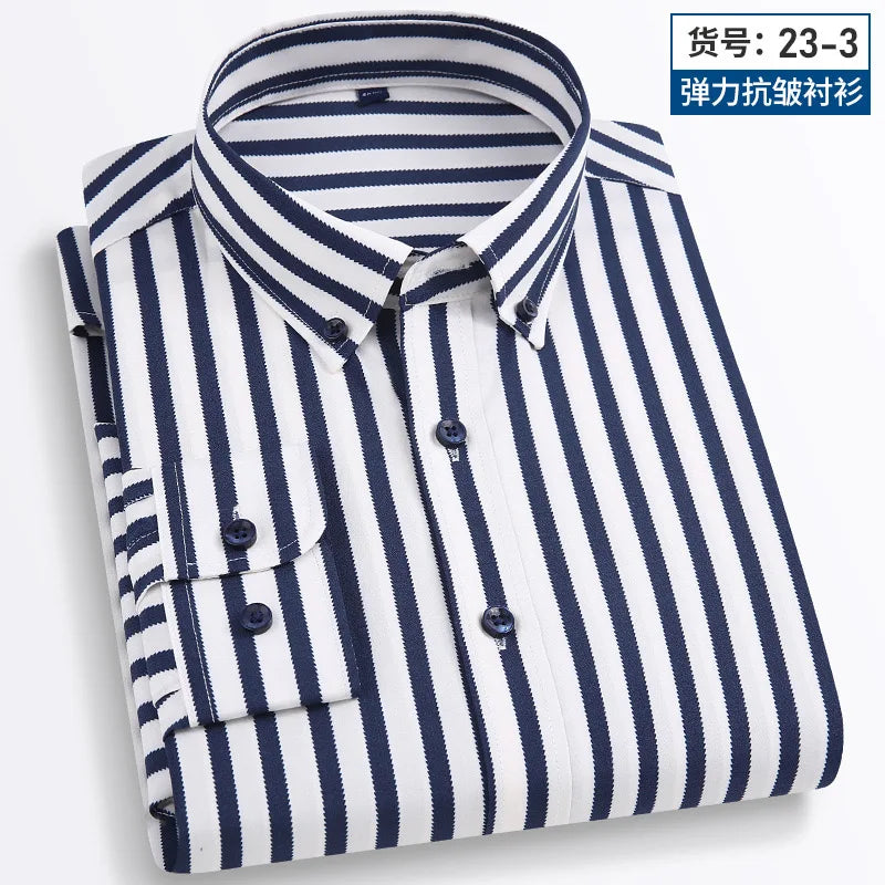 Camisa Social Masculina Listrada Manga Longa – Estilo Business Casual Elegante