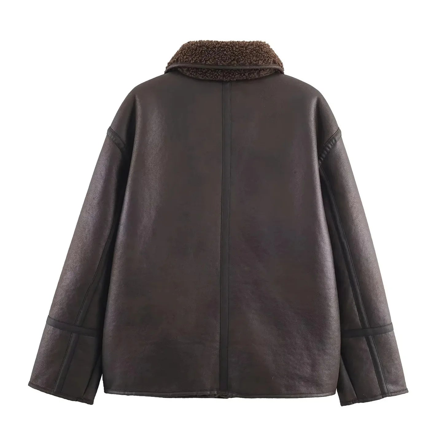 Double-Sided Wear Lamb Fur Jacket Women's Autumn Winter Loose Warm Outerwear Fake Leather Coat Standard Style Long Sleeve