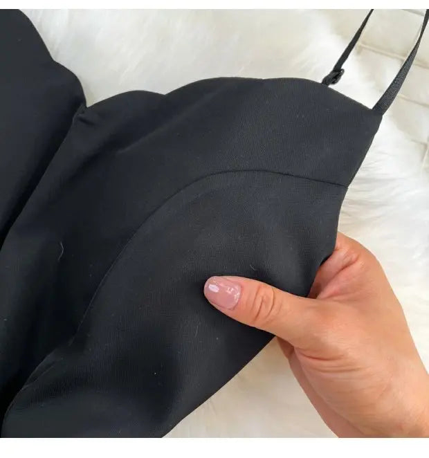Elegant V-Neck Strap Dress Casual High Waist Slimming One-Piece Wide Leg Pants Long Loose Fitting Women's Online Exclusive