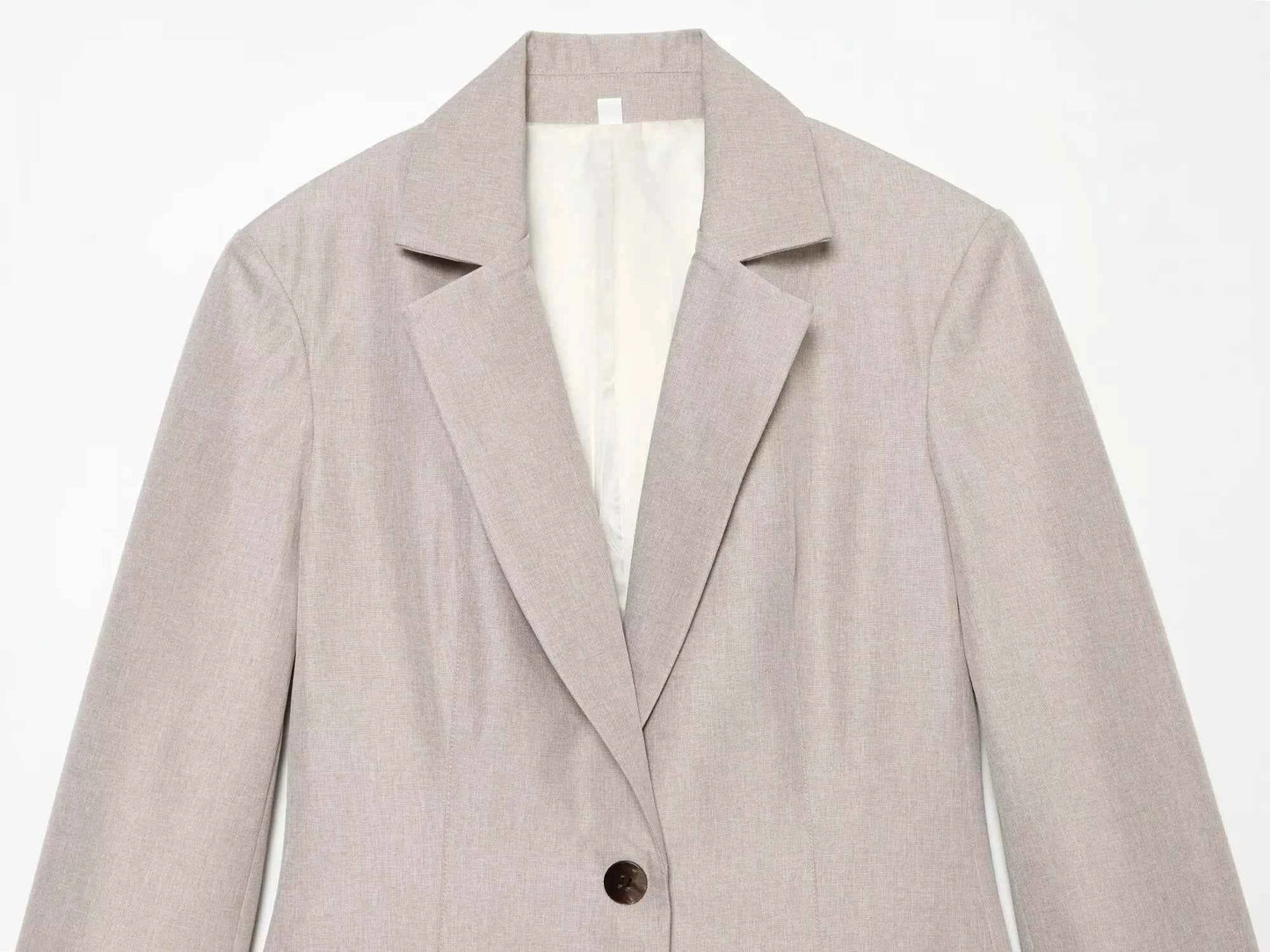 KONDALA Woman Commute Chic Pants Suit 2026 Trendy Spring Fall Elegant Simple Office Lady Set Button Slim-Waist Blazer,Long Pants