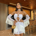 Black Beach Dress Women's Swimsuit Sexy Swimwear 2024 Bikini Skirt Female Kimono Beach Outing Pareo Beach Cover Up Bath Suits