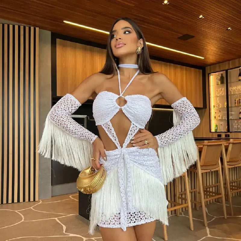 Black Beach Dress Women's Swimsuit Sexy Swimwear 2024 Bikini Skirt Female Kimono Beach Outing Pareo Beach Cover Up Bath Suits