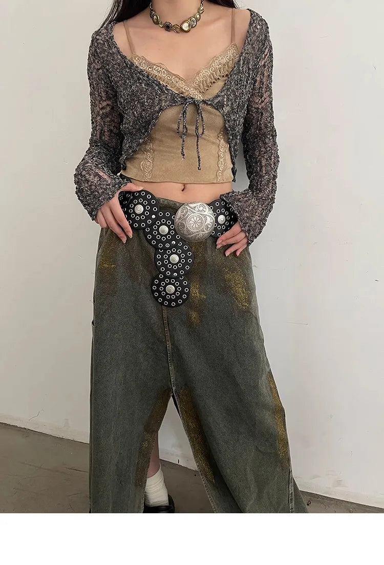 Adorno de cinto de vento com saias com acessórios exagerados  cinto largo feminino e moda retrô