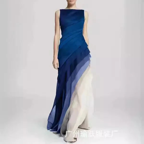2025 Gauze Skirt Dress Solid Color Black Temperament Dress Skirt European and American