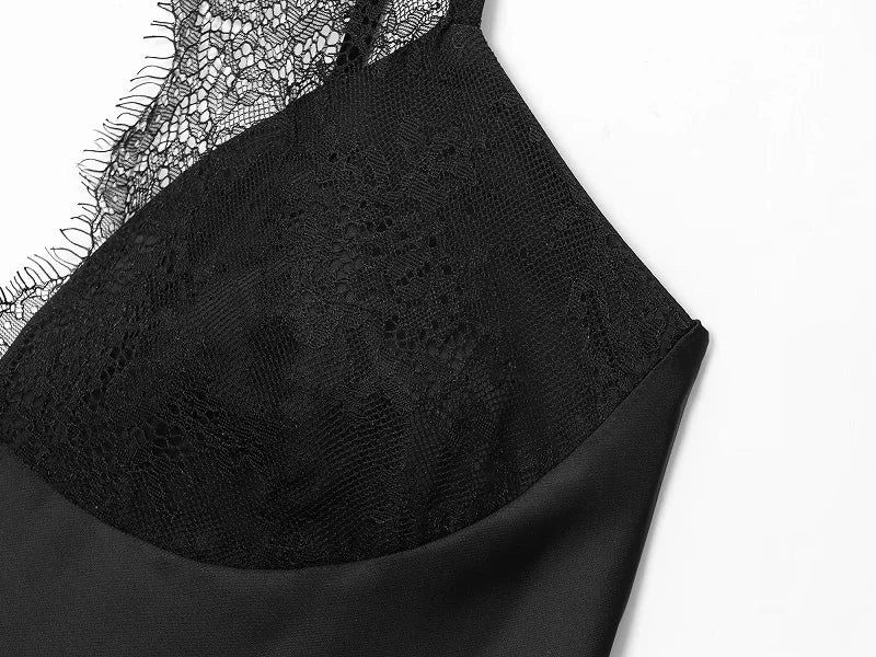 MUJER Women's Tops Sexy Lace Corset Top Woman Black Satin Backless Tops for Women off Shoulder Camisole Night Sleeveless Tops