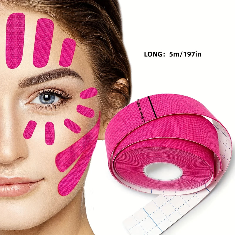 Fita elástica para lifting facial - levanta instantaneamente papadas flácidas, pele do pescoço e queixo duplo para uma linha de mandíbula em V definida - reutilizável - 0,98 x 196,85 polegadas