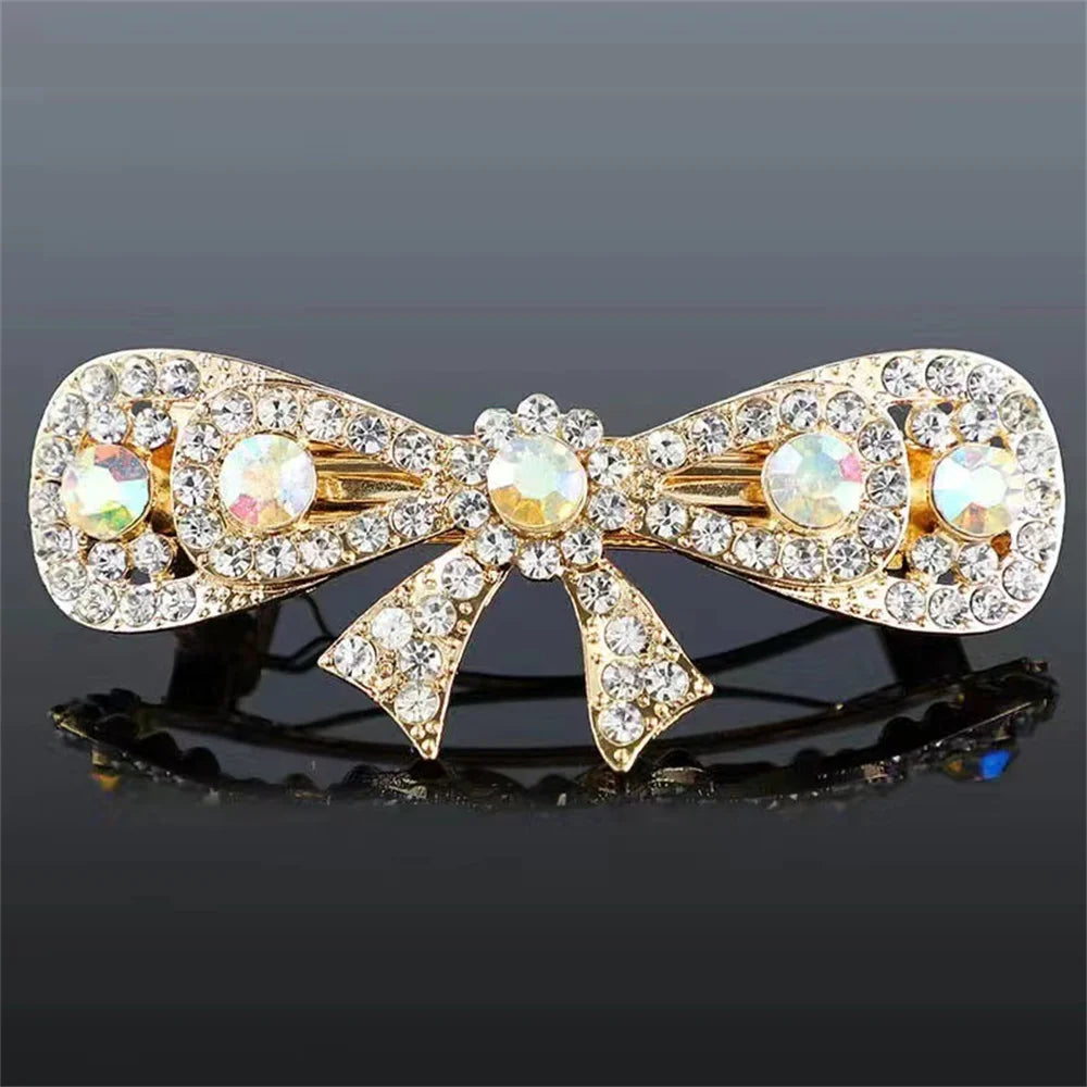 Korean Shiny Rhinestone Hair Clip for Girls Women Fashion Sweet Exquisite Pearl Flower Hairpin Hair Claw Hair Accessories