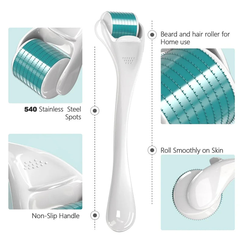DRS 540 Sistema de Rolo Derma com Agulha Real Microagulha para Crescimento Capilar e Barba Tratamento Antiqueda de Cabelo Mesoterapia Facial